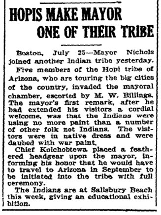 An article about a Hopi delegation, Springfield Daily News newspaper 25 July 1929