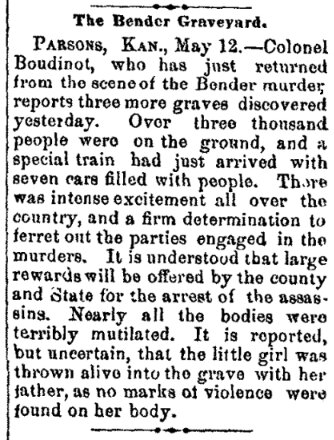 An article about the Bender family murders, Manhattan Beacon newspaper 17 May 1873