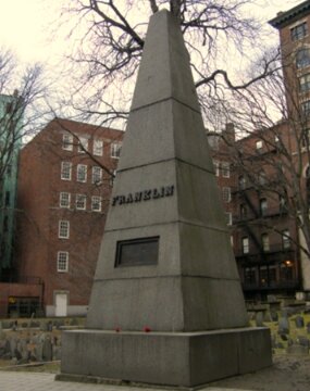 Photo: Franklin family monument at the Granary Burial Ground in Boston, Massachusetts.