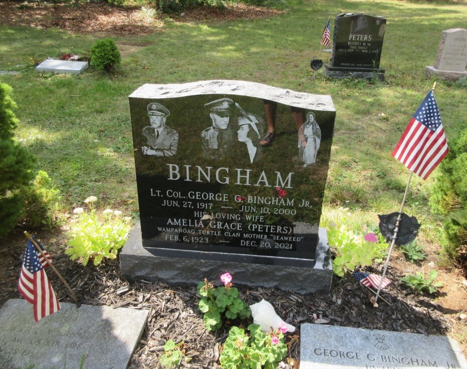 Photo: George and Amelia Bingham gravestone. Credit: Elaine Rondeau.