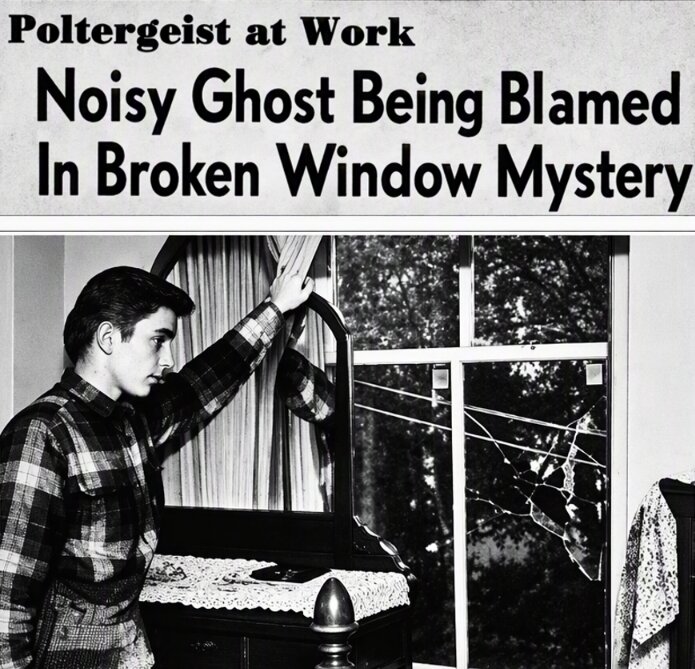 Photo: Wayne Papineau standing before one of the shattered windows. Credit: Wilma Parker.