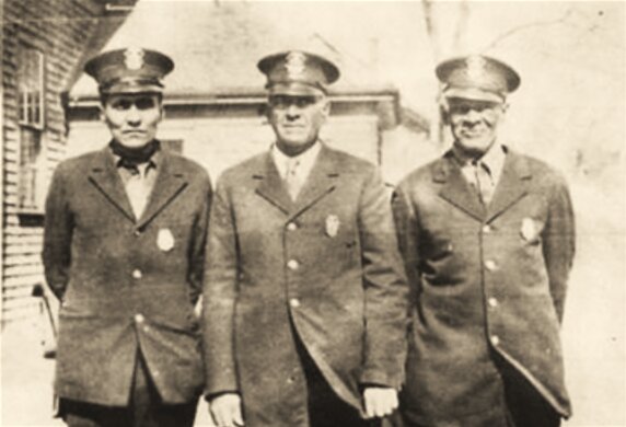 Photo: Ted Gardner (left), Chief Mills (center), and William James (right), 1928. Credit: Earl H. Mills Sr., “Talking with the Elders of Mashpee: Memories of Earl H. Mills Sr.”