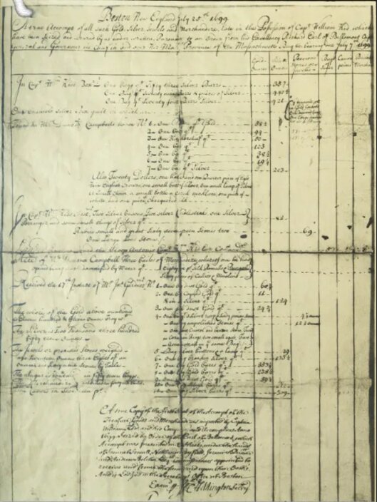 Photo: receipt to John Gardiner for Captain Kidd’s treasure. Credit: East Hampton Library, Long Island Collection.