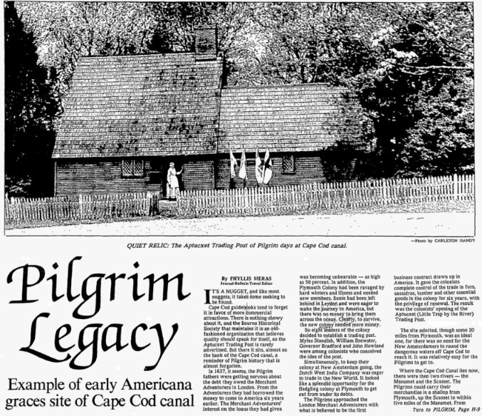 An article about the Aptucxet Trading Post, Providence Journal newspaper 8 June 1986