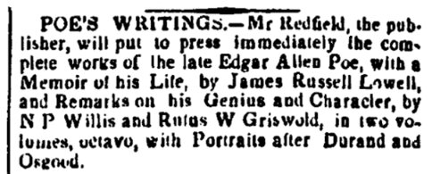 An article about Edgar Allan Poe, Richmond Enquirer newspaper 23 October 1849