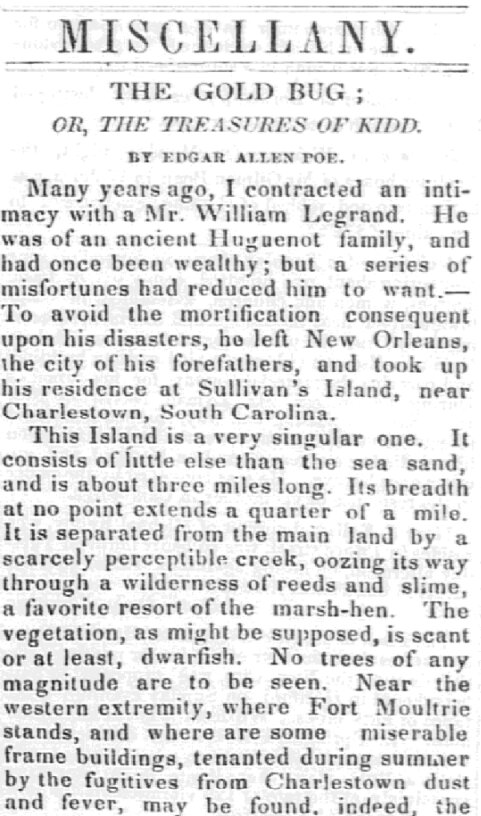 An Edgar Allan Poe story, Salem Gazette newspaper 23 November 1849
