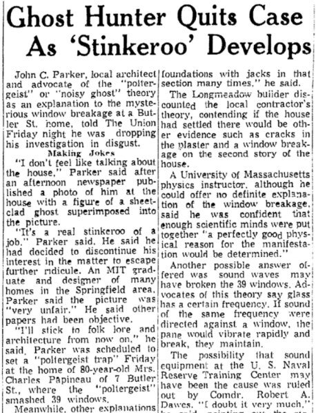 An article about John Parker, Springfield Union newspaper 17 January 1959