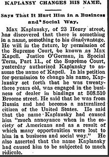 Kaplansky Name Change Record – Daily People, New York, New York Sep 25, 1901